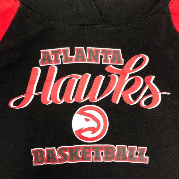 NBA NWT Atlanta Hawks Basketball Hoodie Youth XS Sports Black Red Colorblock - Picture 3 of 7